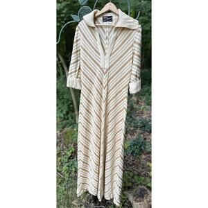 Vintage 1970’s CRISSA LINEA ITALIANA Gold Metallic Knit Maxi Dress Size 10/12
